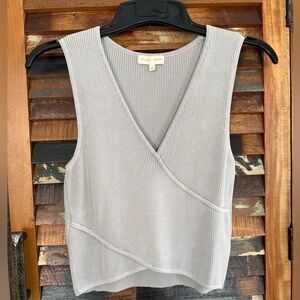 Gilded Intent Light Gray Ribbed Sleeveless Top